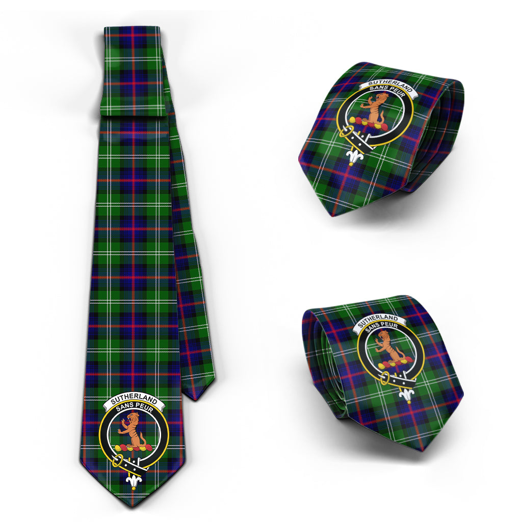 Sutherland Tartan Classic Necktie with Family Crest Necktie One Size - Tartan Vibes Clothing