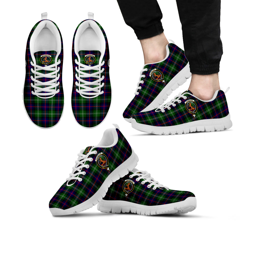 Sutherland Tartan Sneakers with Family Crest Kid's Sneakers - Tartan Vibes Clothing