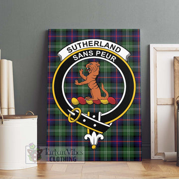 Sutherland Tartan Canvas Print Wall Art with Family Crest