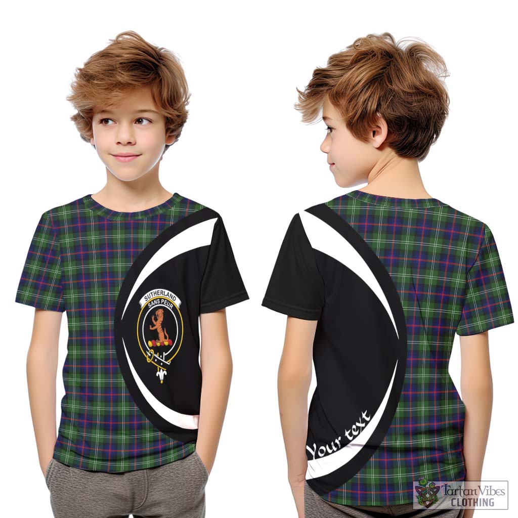 Sutherland Tartan Kid T-Shirt with Family Crest Circle Style Youth XL Size14 - Tartan Vibes Clothing