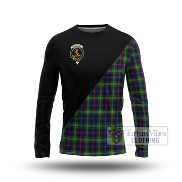 Sutherland Tartan Long Sleeve T-Shirt with Family Crest and Military Logo Style