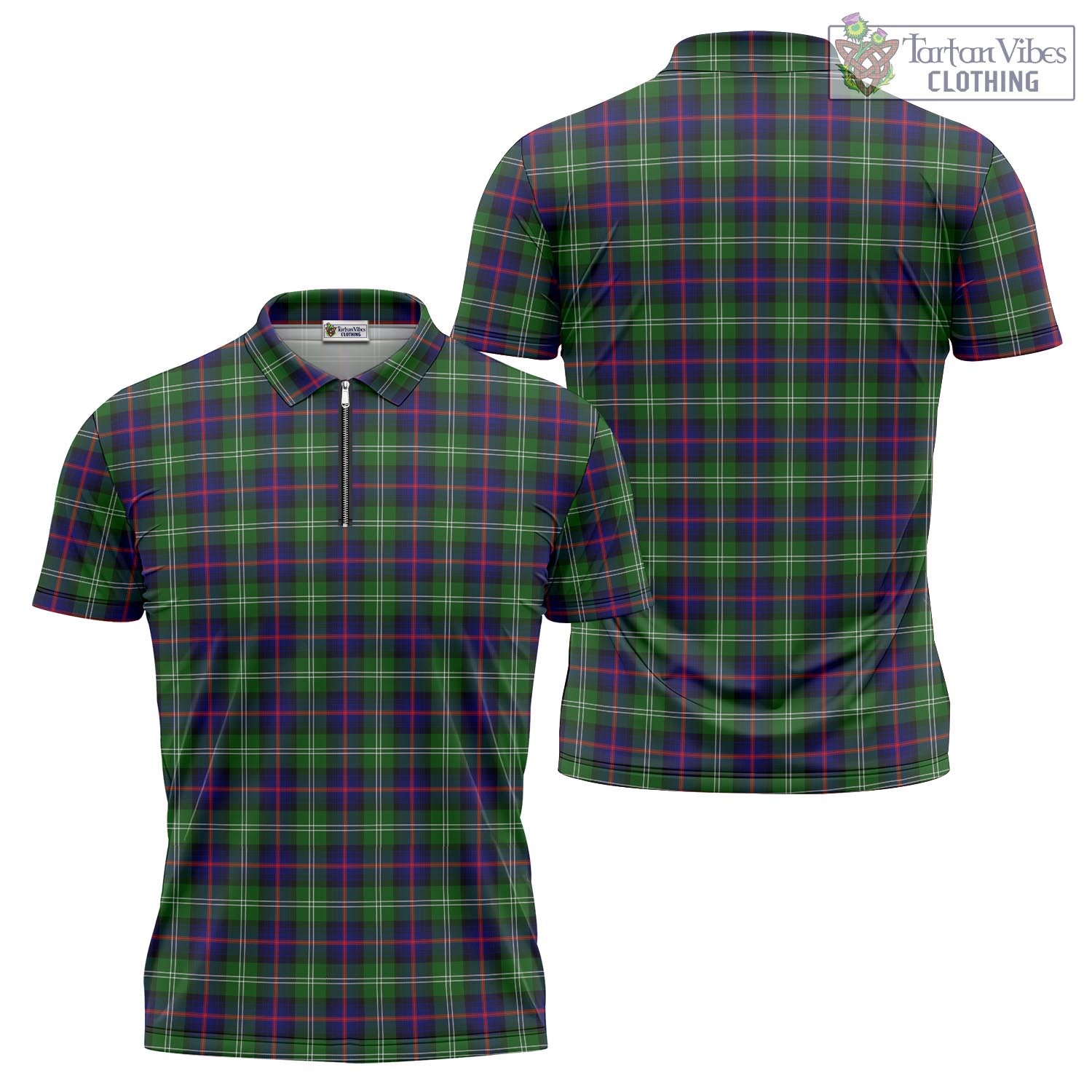 Tartan Vibes Clothing Sutherland Modern Tartan Zipper Polo Shirt