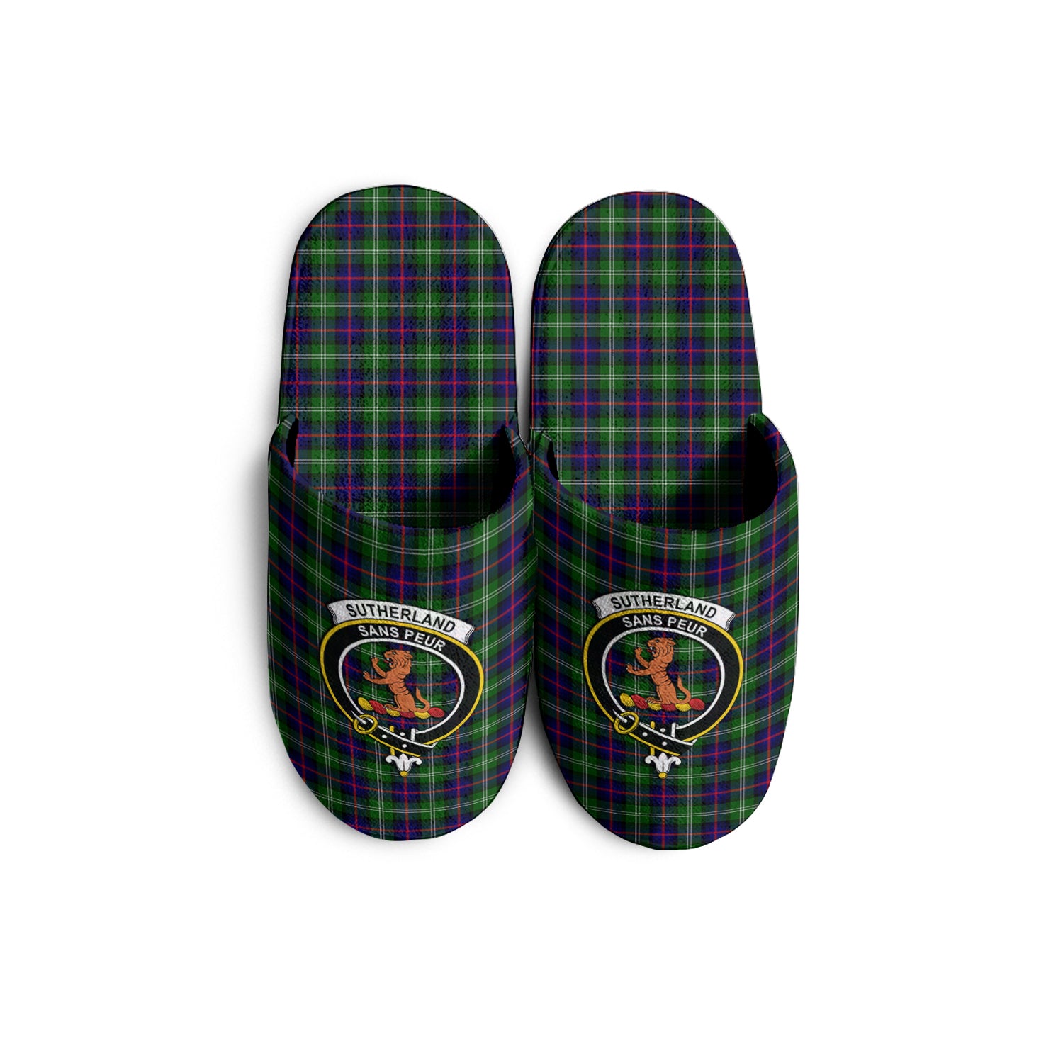 Sutherland Modern Tartan Home Slippers with Family Crest - Tartanvibesclothing Shop