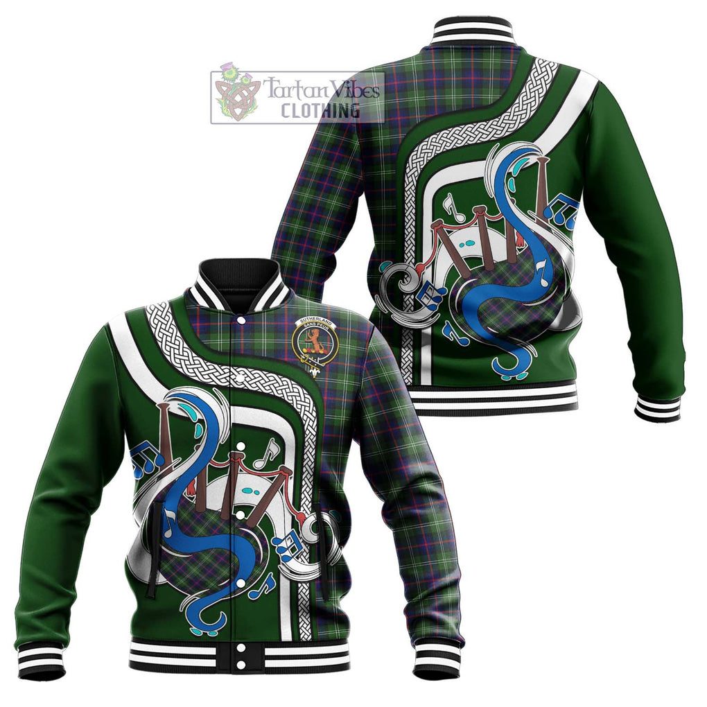 Tartan Vibes Clothing Sutherland Modern Tartan Baseball Jacket with Epic Bagpipe Style