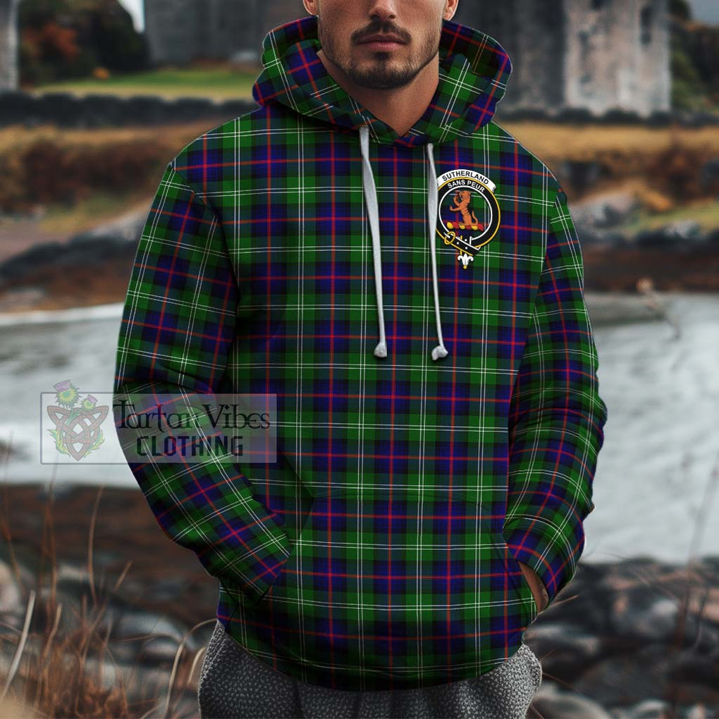 Sutherland Tartan Cotton Hoodie with Family Crest Pullover Hoodie XS - Tartan Vibes Clothing