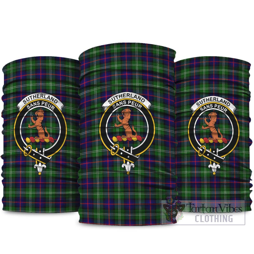 Sutherland Modern Tartan Neck Gaiters, Tartan Bandanas, Tartan Head Band with Family Crest