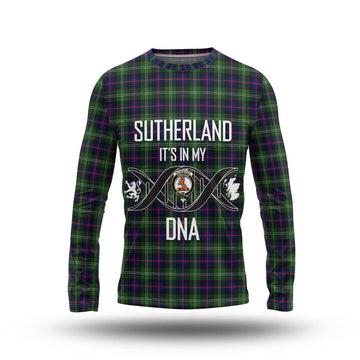 Sutherland Tartan Long Sleeve T-Shirt with Family Crest DNA In Me Style