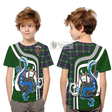 Sutherland Tartan Kid T-Shirt with Epic Bagpipe Style