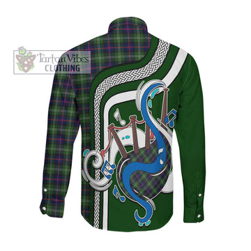 Sutherland Tartan Long Sleeve Button Shirt with Epic Bagpipe Style