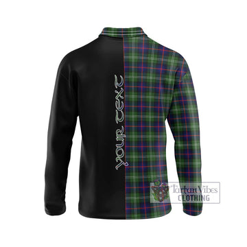 Sutherland Tartan Long Sleeve Polo Shirt with Family Crest and Half Of Me Style