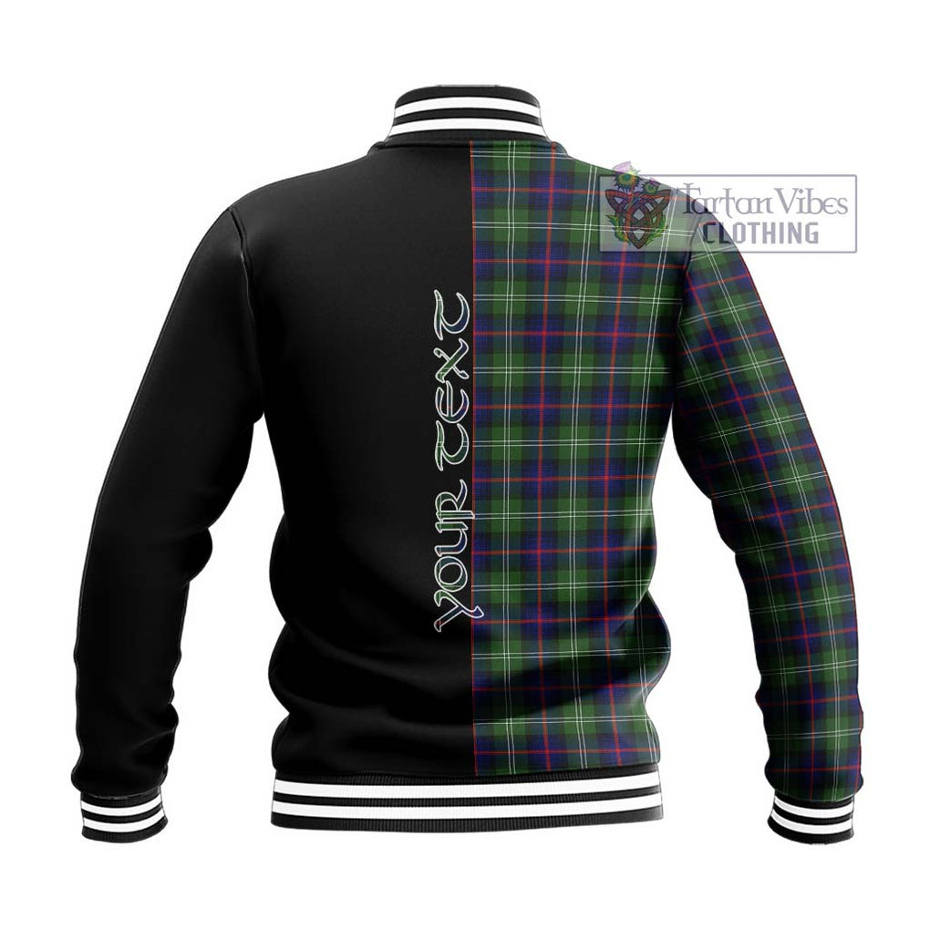 Sutherland Tartan Baseball Jacket with Family Crest and Half Of Me Style - Tartanvibesclothing Shop