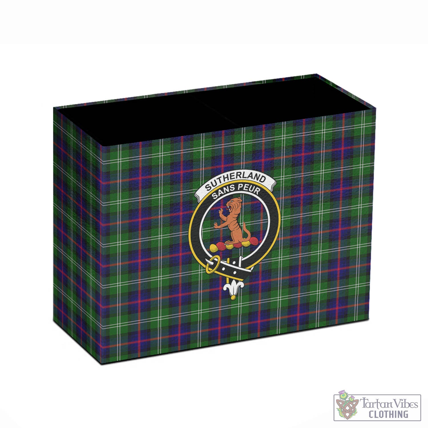 Tartan Vibes Clothing Sutherland Modern Tartan Pen Holder with Family Crest