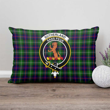 Sutherland Tartan Pillow Cover with Family Crest