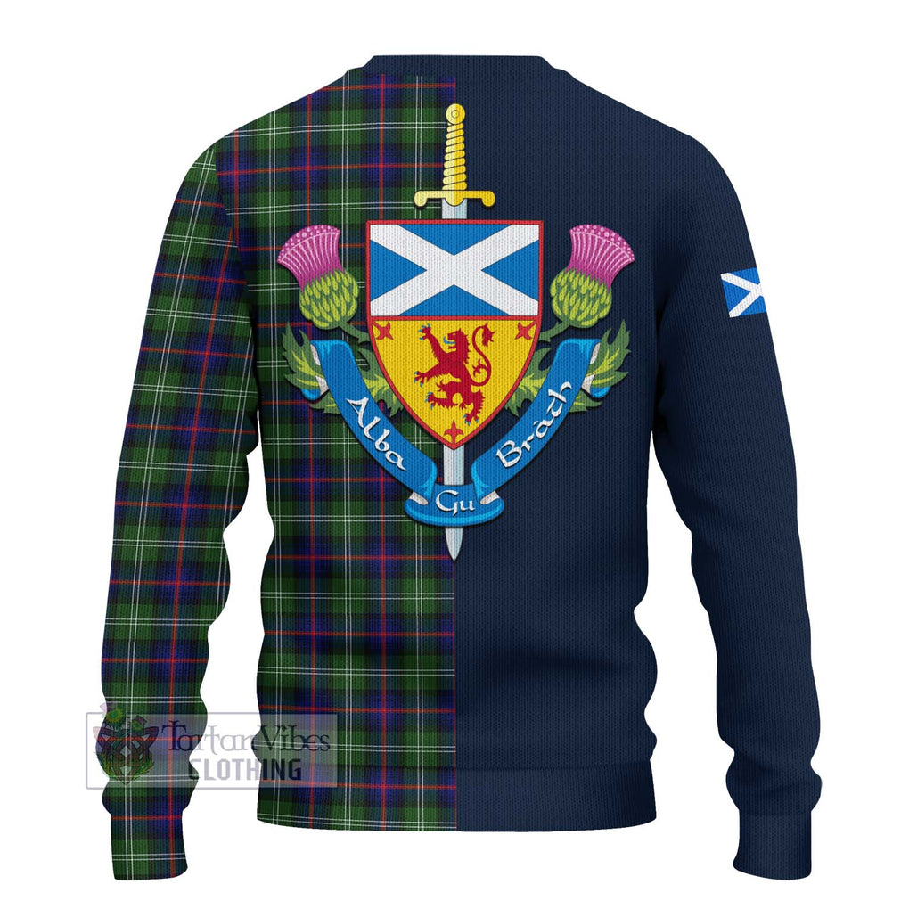 Tartan Vibes Clothing Sutherland Modern Tartan Knitted Sweater with Scottish Lion Royal Arm Half Style