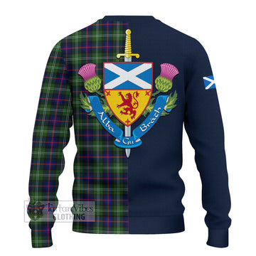 Sutherland Tartan Ugly Sweater with Scottish Lion Royal Arm Half Style