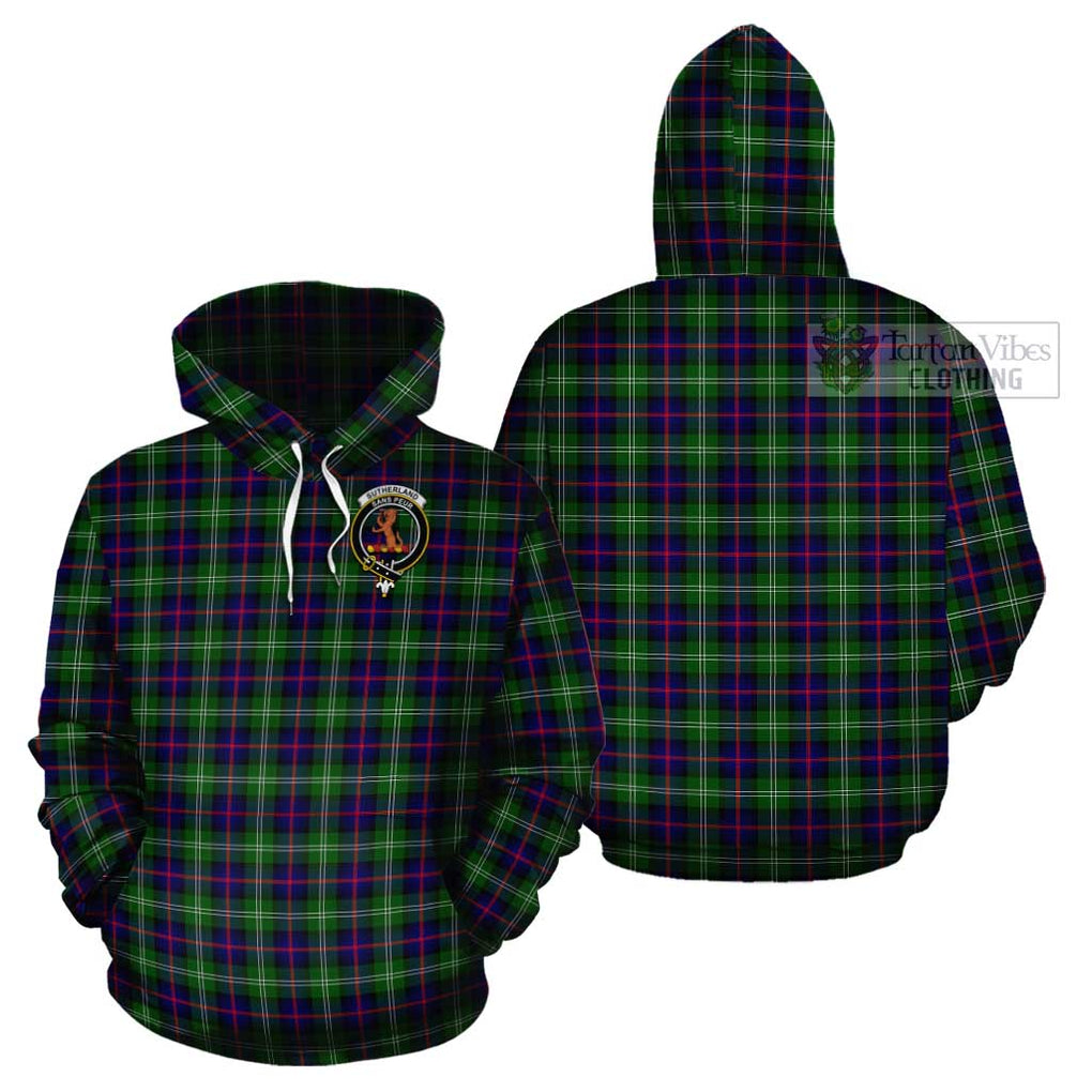 Sutherland Tartan Cotton Hoodie with Family Crest Pullover Hoodie - Tartan Vibes Clothing