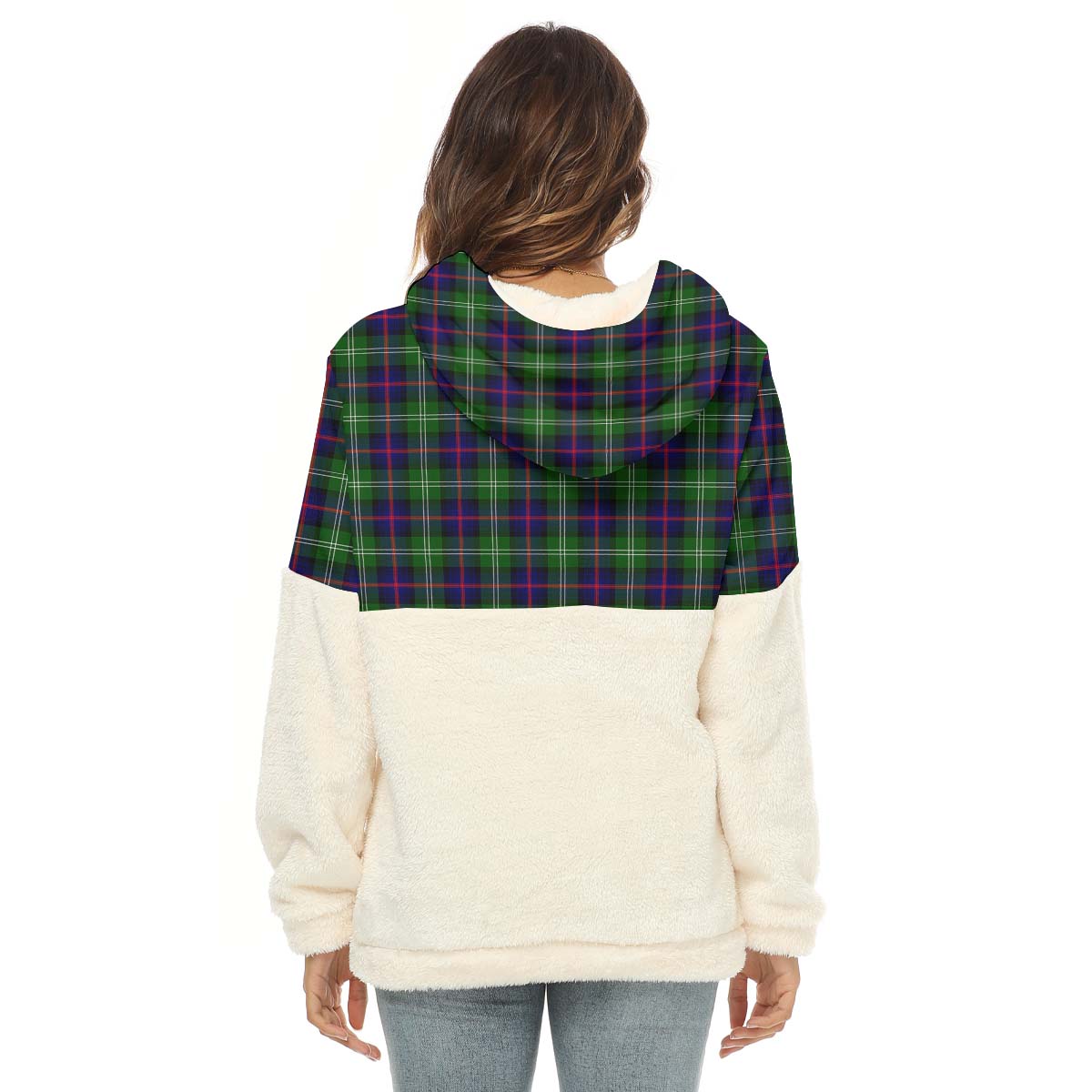 Sutherland Tartan Women's Borg Fleece Hoodie With Half Zip - Tartan Vibes Clothing