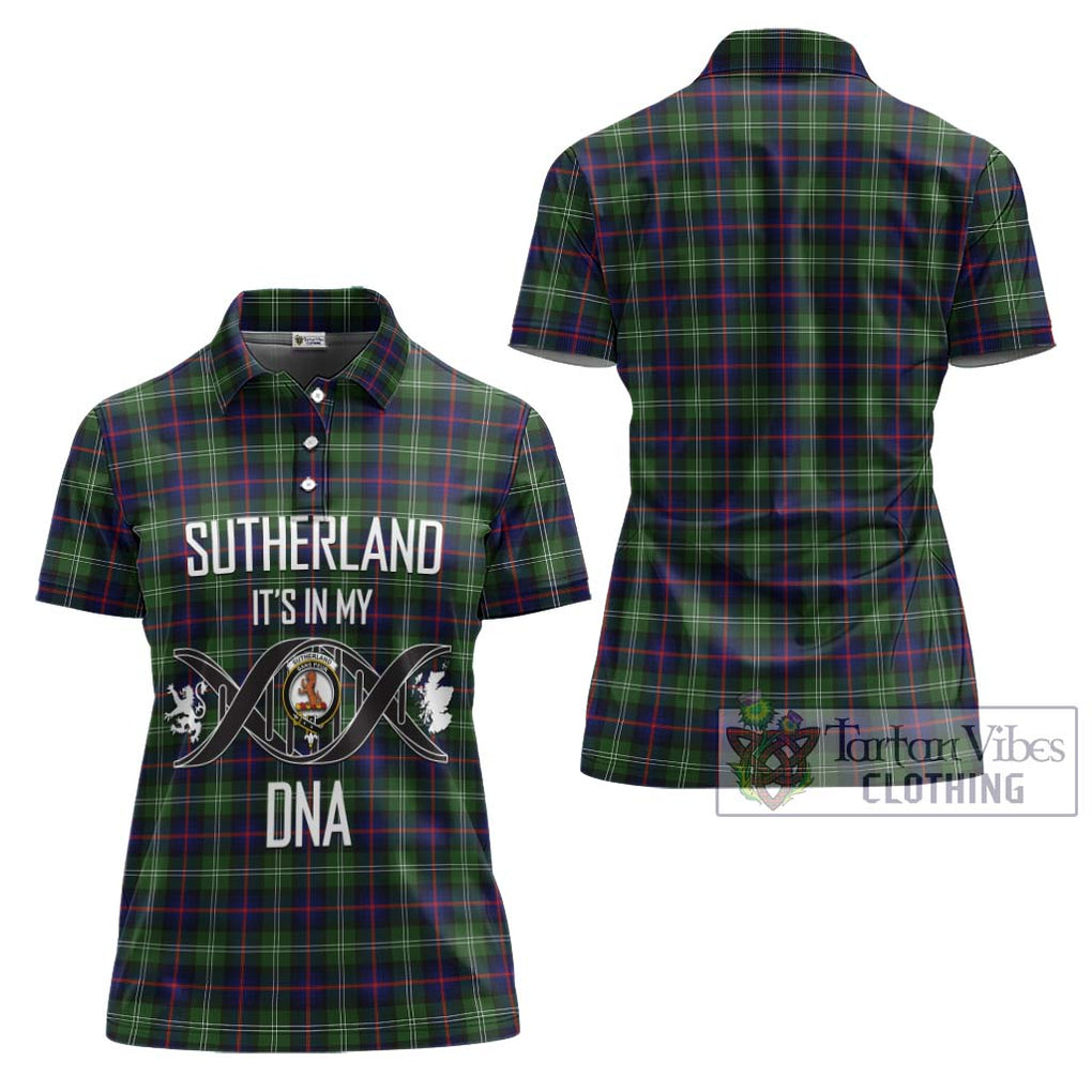 Sutherland Tartan Women's Polo Shirt with Family Crest DNA In Me Style - Tartanvibesclothing Shop