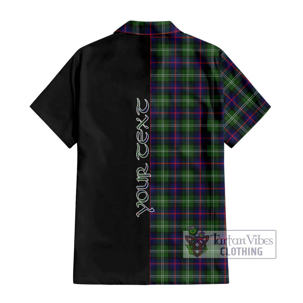 Sutherland Tartan Short Sleeve Button Shirt with Family Crest and Half Of Me Style - Tartanvibesclothing Shop