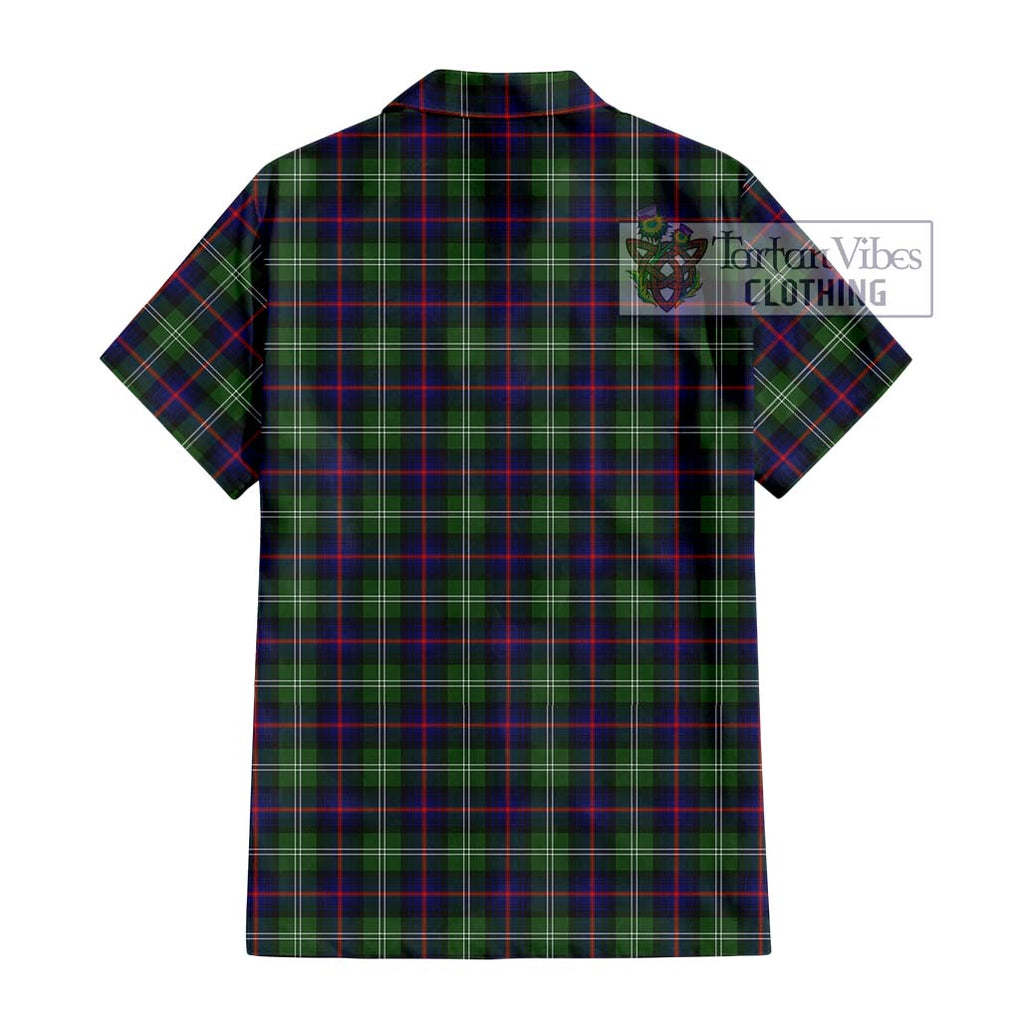 Sutherland Tartan Short Sleeve Button Shirt with Family Crest DNA In Me Style - Tartanvibesclothing Shop