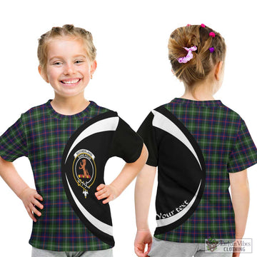 Sutherland Tartan Kid T-Shirt with Family Crest Circle Style