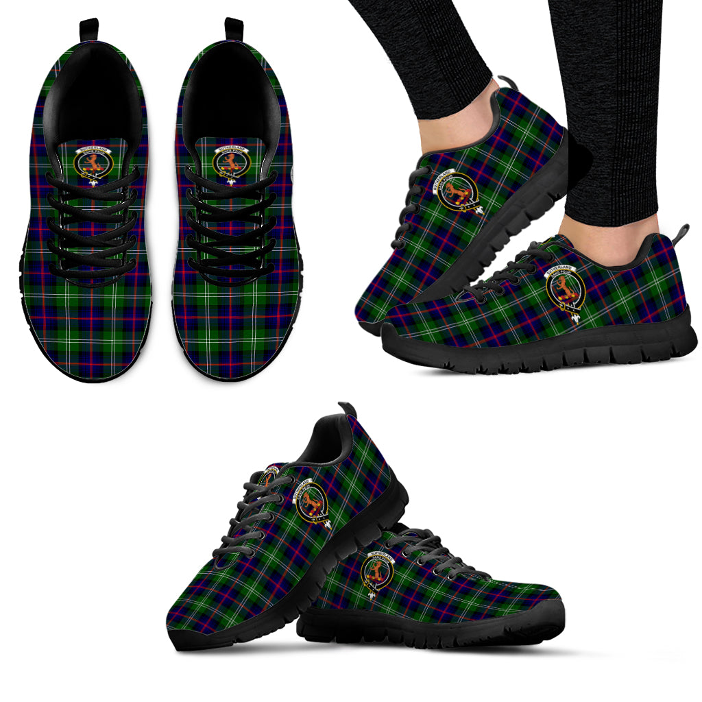 Sutherland Tartan Sneakers with Family Crest - Tartan Vibes Clothing