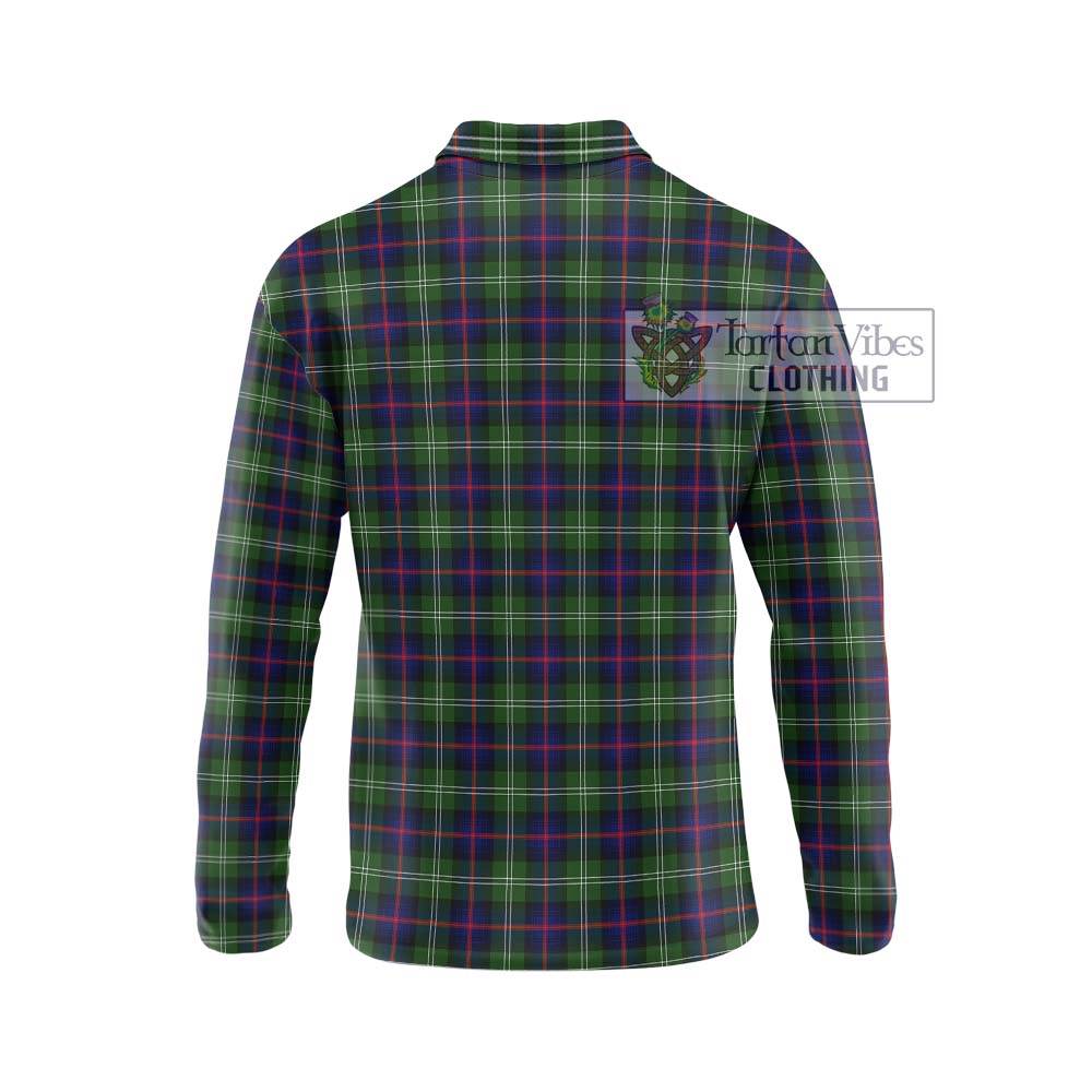 Sutherland Tartan Long Sleeve Polo Shirt with Family Crest DNA In Me Style - Tartanvibesclothing Shop