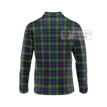 Sutherland Tartan Long Sleeve Polo Shirt with Family Crest DNA In Me Style