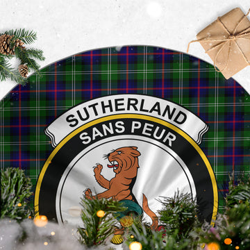 Sutherland Tartan Christmas Tree Skirt with Family Crest