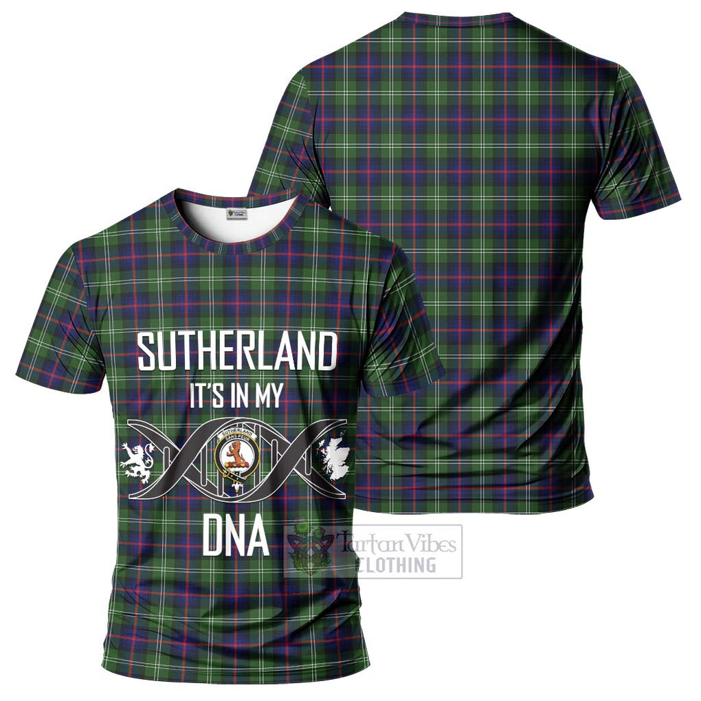 Sutherland Tartan T-Shirt with Family Crest DNA In Me Style - Tartan Vibes Clothing