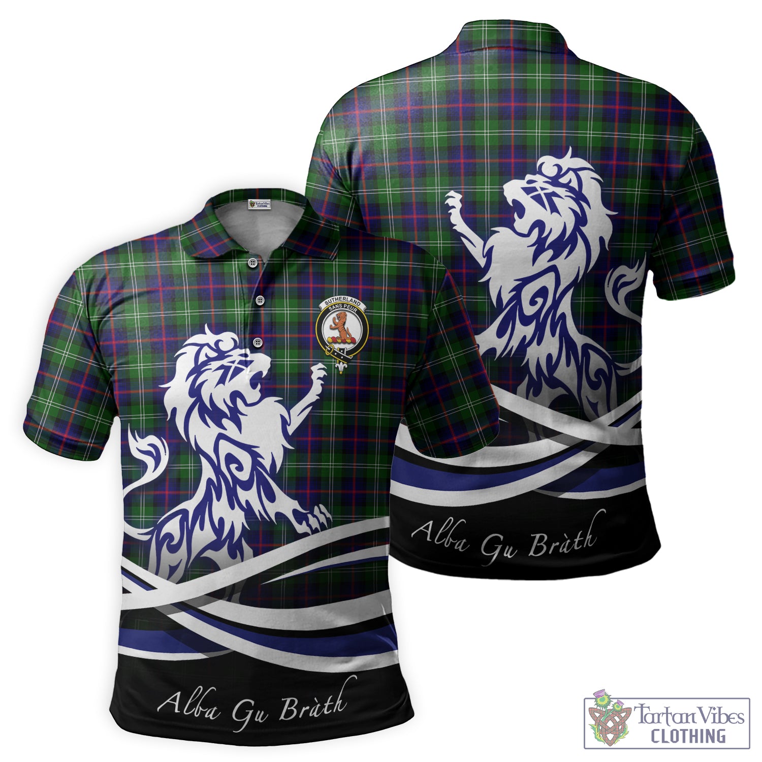 sutherland-modern-tartan-polo-shirt-with-alba-gu-brath-regal-lion-emblem