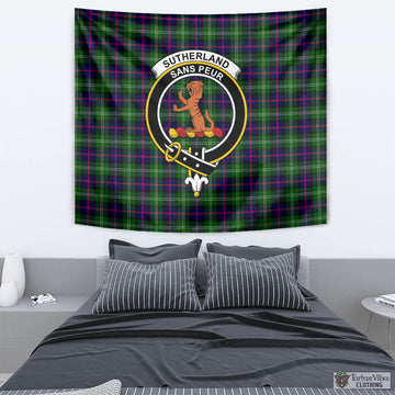 Sutherland Tartan Tapestry Wall Hanging and Home Decor for Room with Family Crest