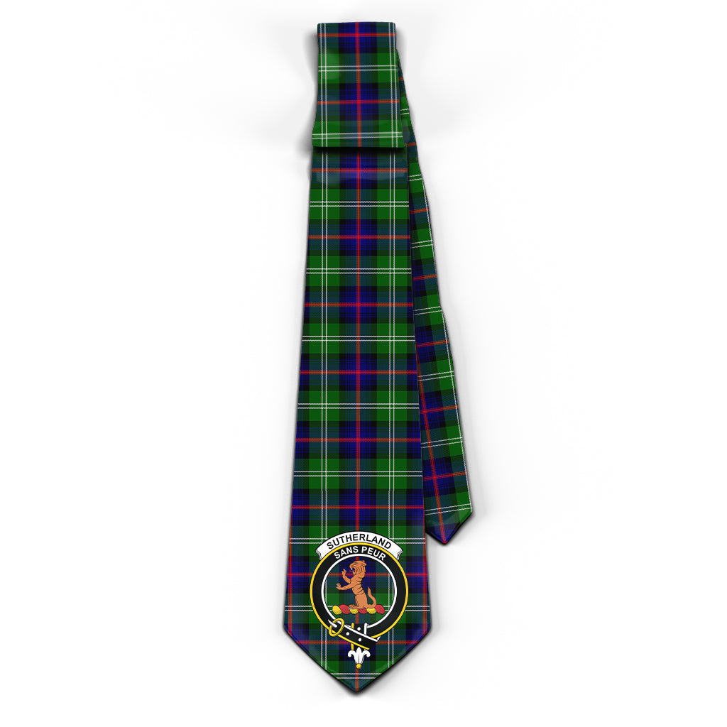 Sutherland Tartan Classic Necktie with Family Crest - Tartan Vibes Clothing