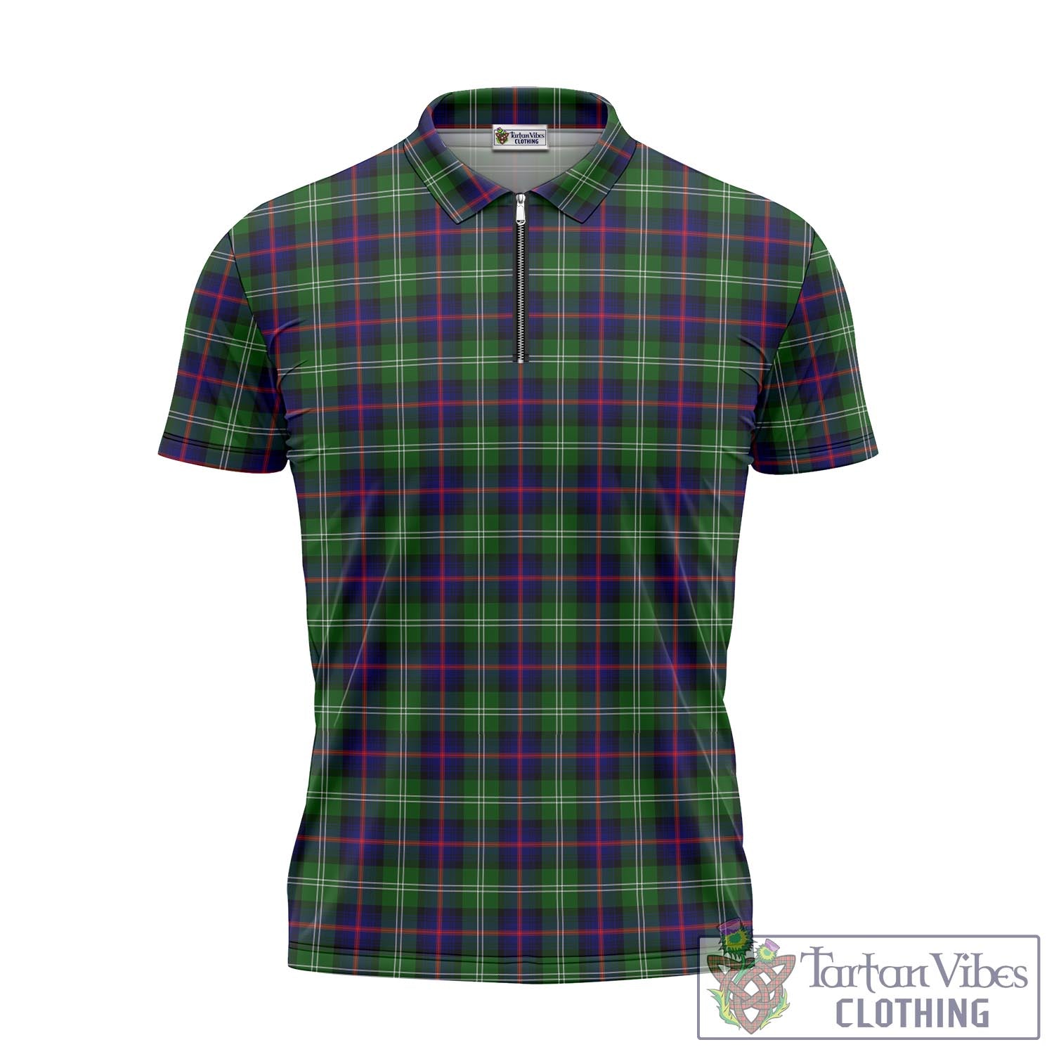 Tartan Vibes Clothing Sutherland Modern Tartan Zipper Polo Shirt