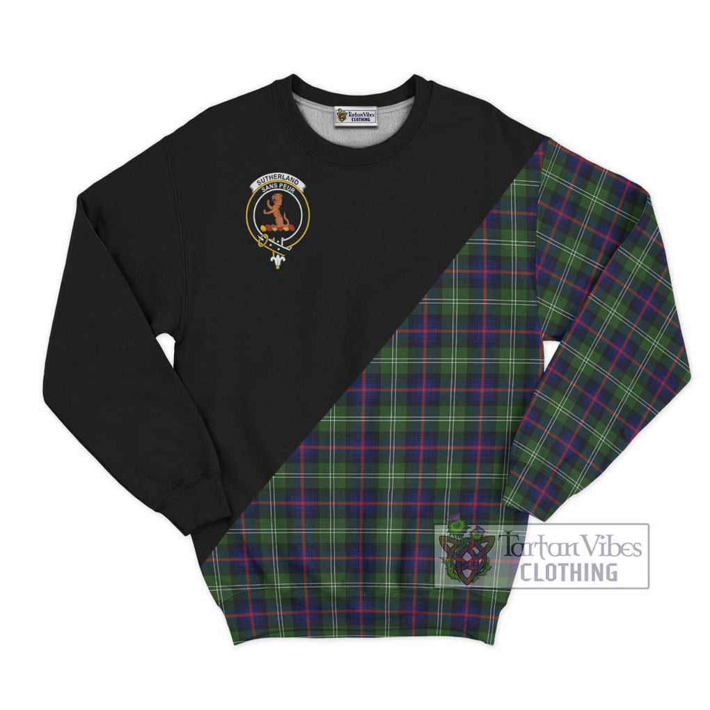 Sutherland Tartan Sweatshirt with Family Crest and Military Logo Style - Tartanvibesclothing Shop