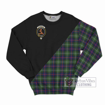 Sutherland Tartan Sweatshirt with Family Crest and Military Logo Style