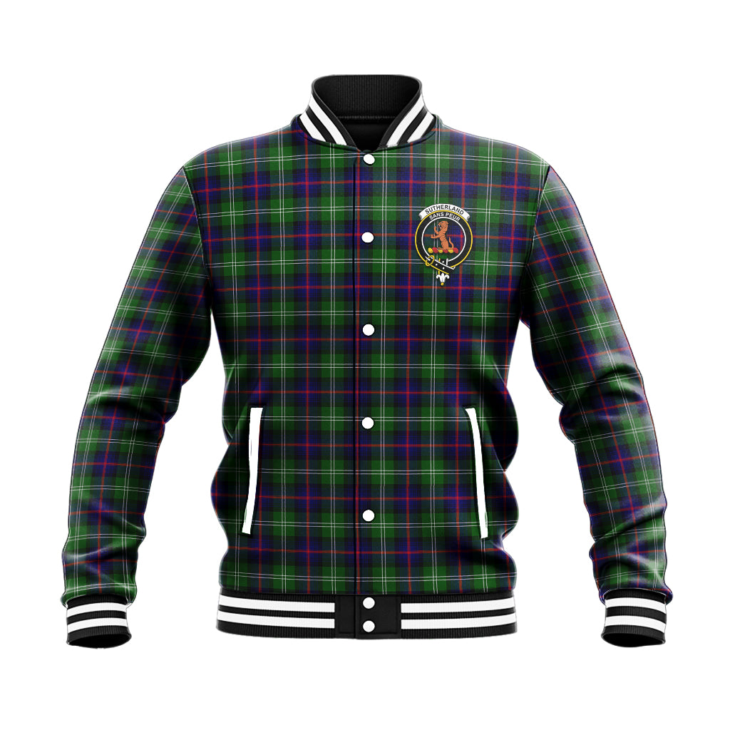 Sutherland Tartan Baseball Jacket with Family Crest - Tartan Vibes Clothing