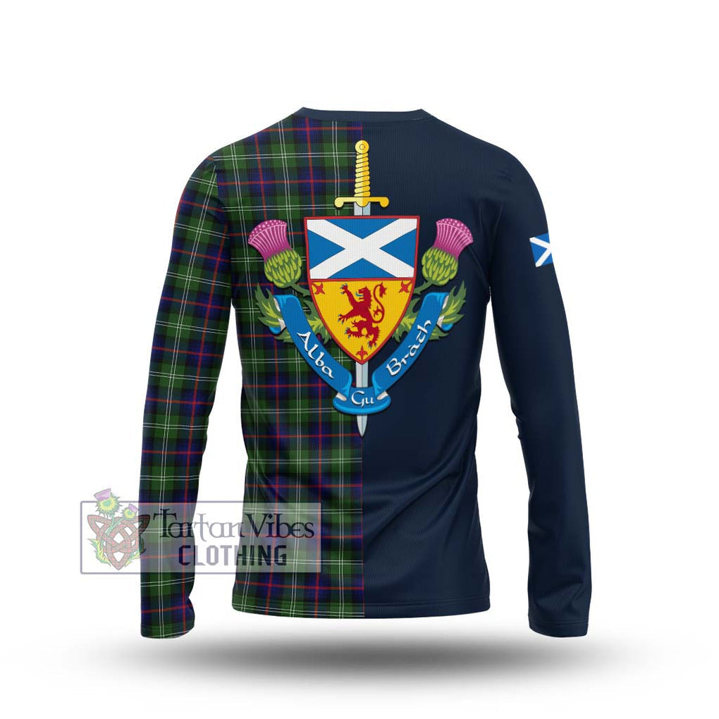 Tartan Vibes Clothing Sutherland Modern Tartan Long Sleeve T-Shirt with Scottish Lion Royal Arm Half Style