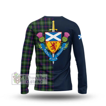 Sutherland Tartan Long Sleeve T-Shirt Alba with Scottish Lion Royal Arm Half Style