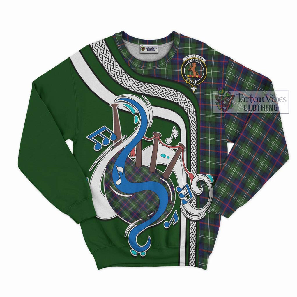 Tartan Vibes Clothing Sutherland Modern Tartan Sweatshirt with Epic Bagpipe Style