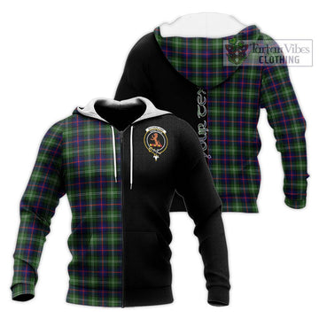 Sutherland Tartan Knitted Hoodie with Family Crest and Half Of Me Style