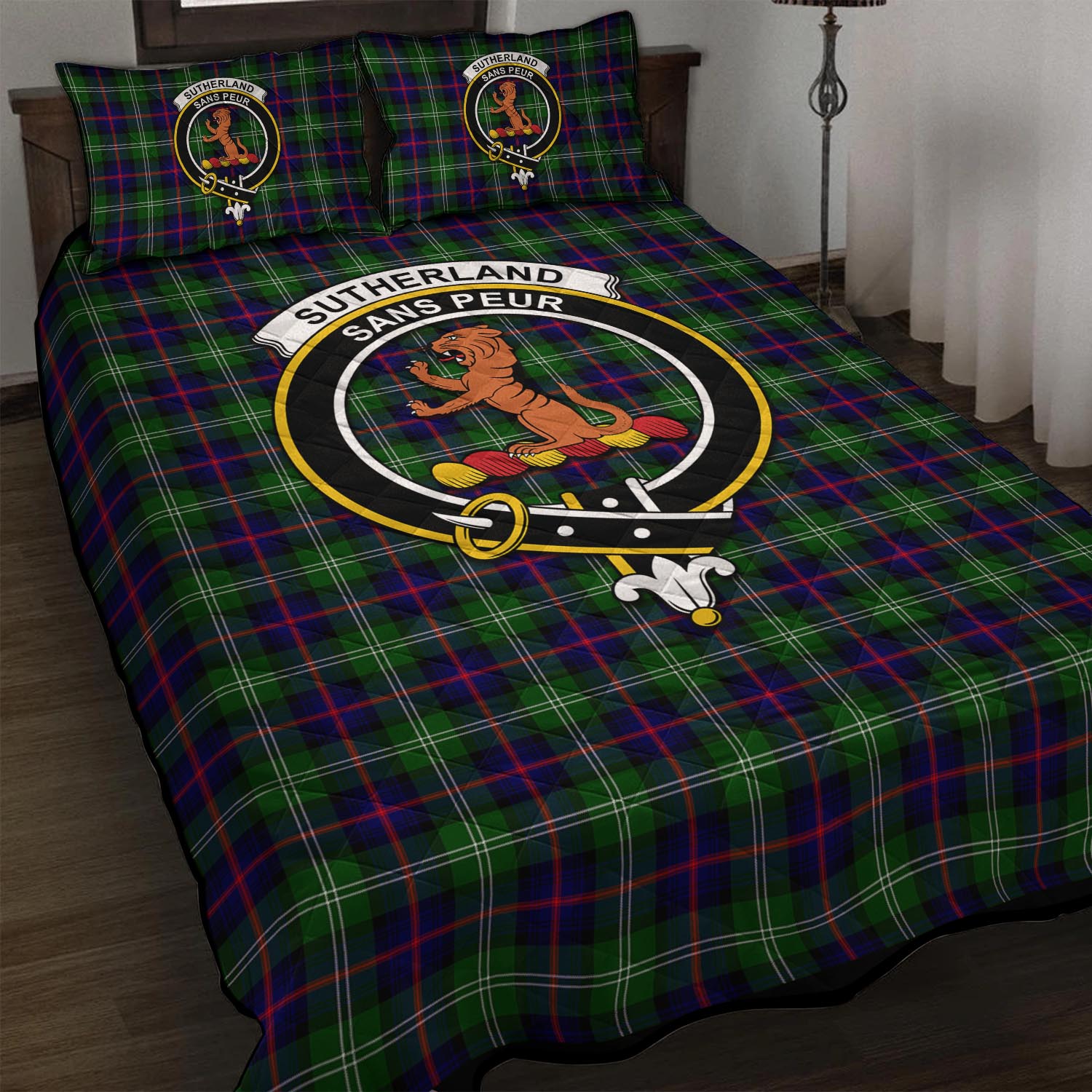 Sutherland Tartan Quilt Bed Set with Family Crest - Tartan Vibes Clothing