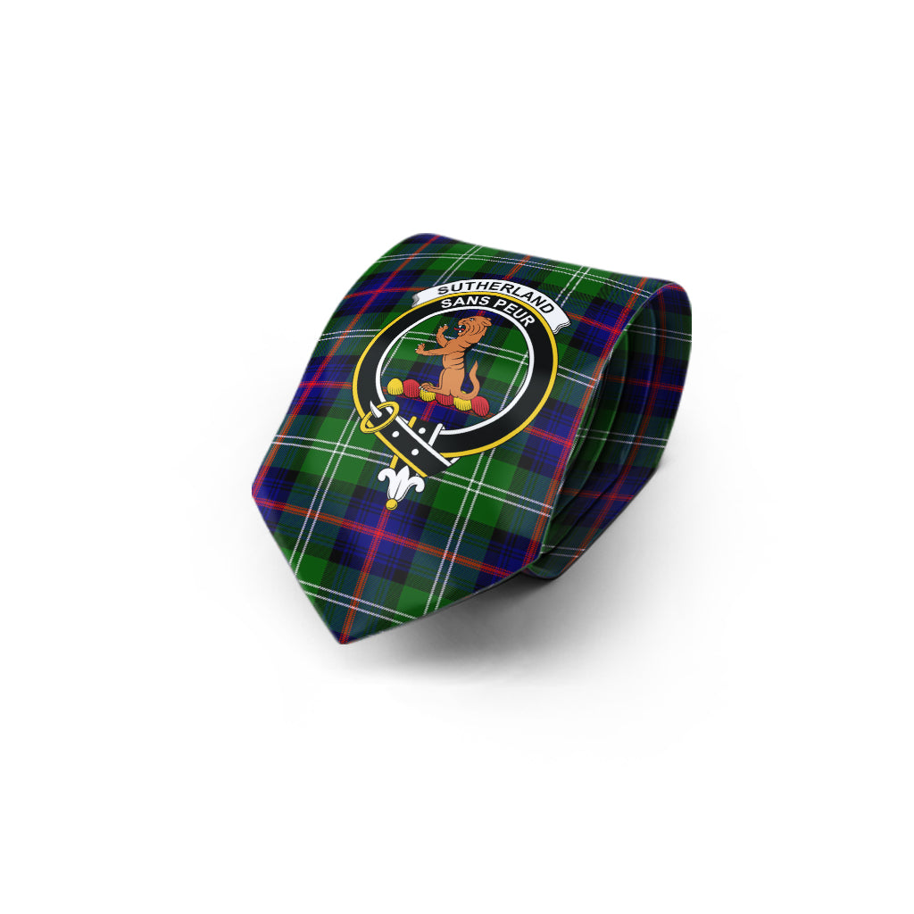 Sutherland Tartan Classic Necktie with Family Crest - Tartan Vibes Clothing