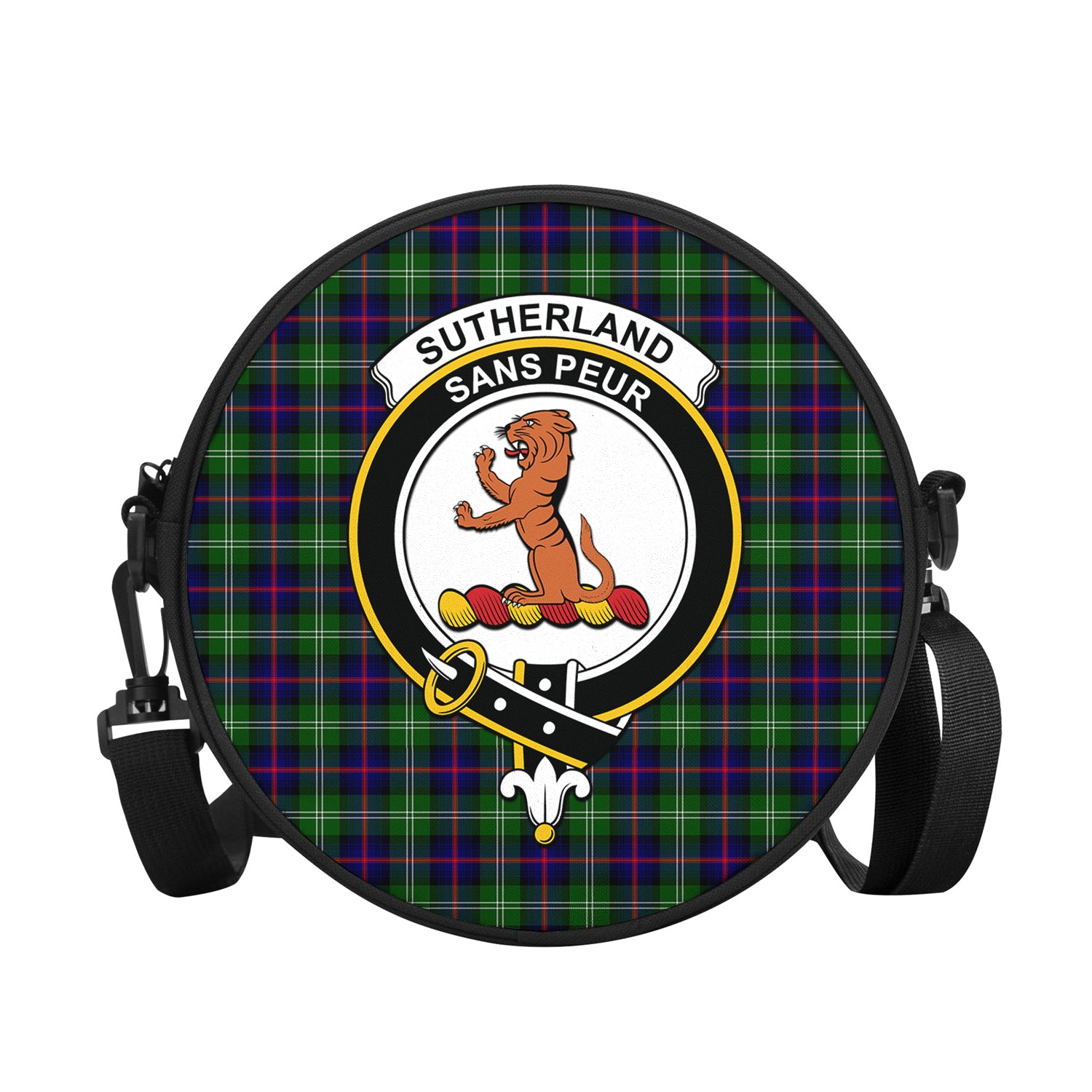 sutherland-modern-tartan-round-satchel-bags-with-family-crest