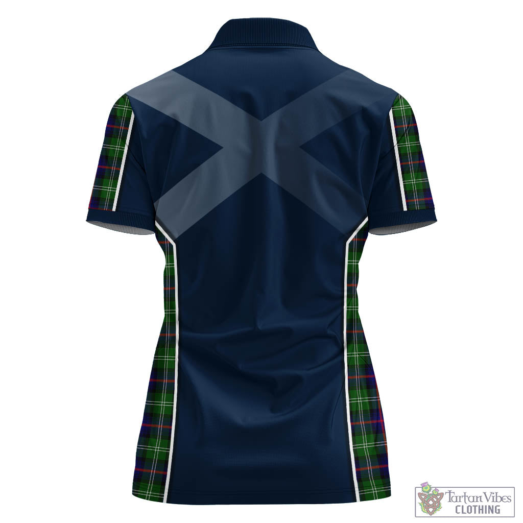 Sutherland Tartan Women's Polo Shirt with Family Crest and Lion Rampant Vibes Sport Style - Tartan Vibes Clothing