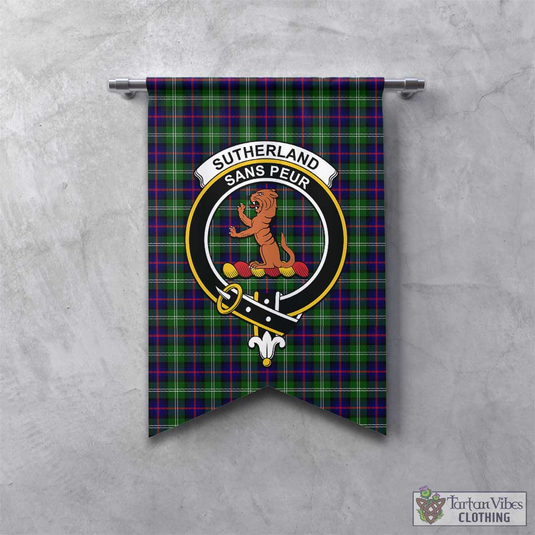 Tartan Vibes Clothing Sutherland Modern Tartan Gonfalon, Tartan Banner with Family Crest