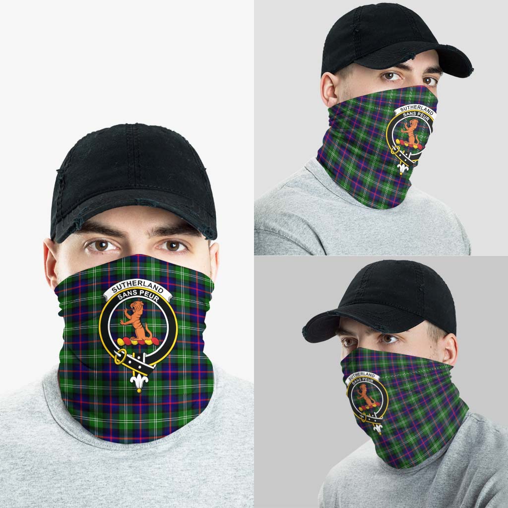 Sutherland Modern Tartan Neck Gaiters, Tartan Bandanas, Tartan Head Band with Family Crest