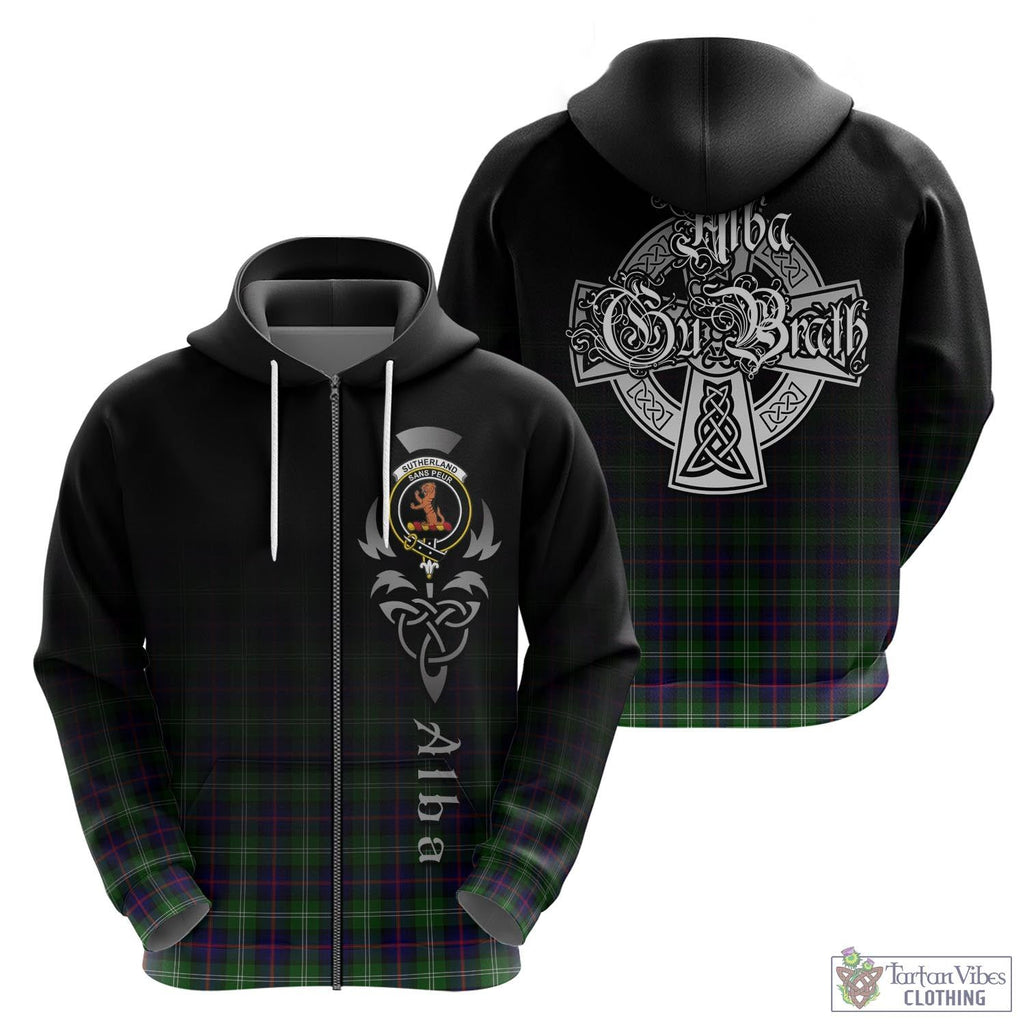 Tartan Vibes Clothing Sutherland Modern Tartan Hoodie Featuring Alba Gu Brath Family Crest Celtic Inspired