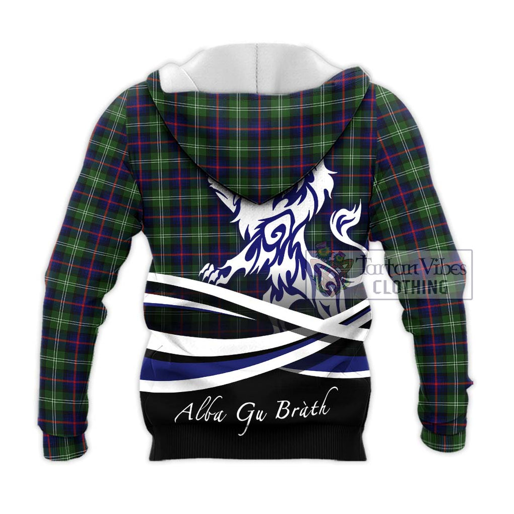 Sutherland Tartan Knitted Hoodie with Alba Gu Brath Regal Lion Emblem - Tartanvibesclothing Shop