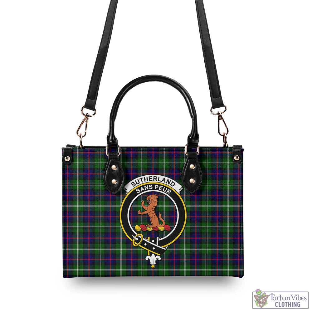 Tartan Vibes Clothing Sutherland Modern Tartan Luxury Leather Handbags with Family Crest